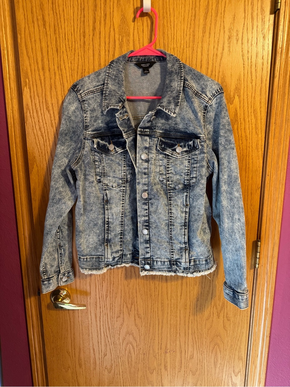Simply Vera Vera Wang Women's Acid Wash Jean Jacket in Medium Blue